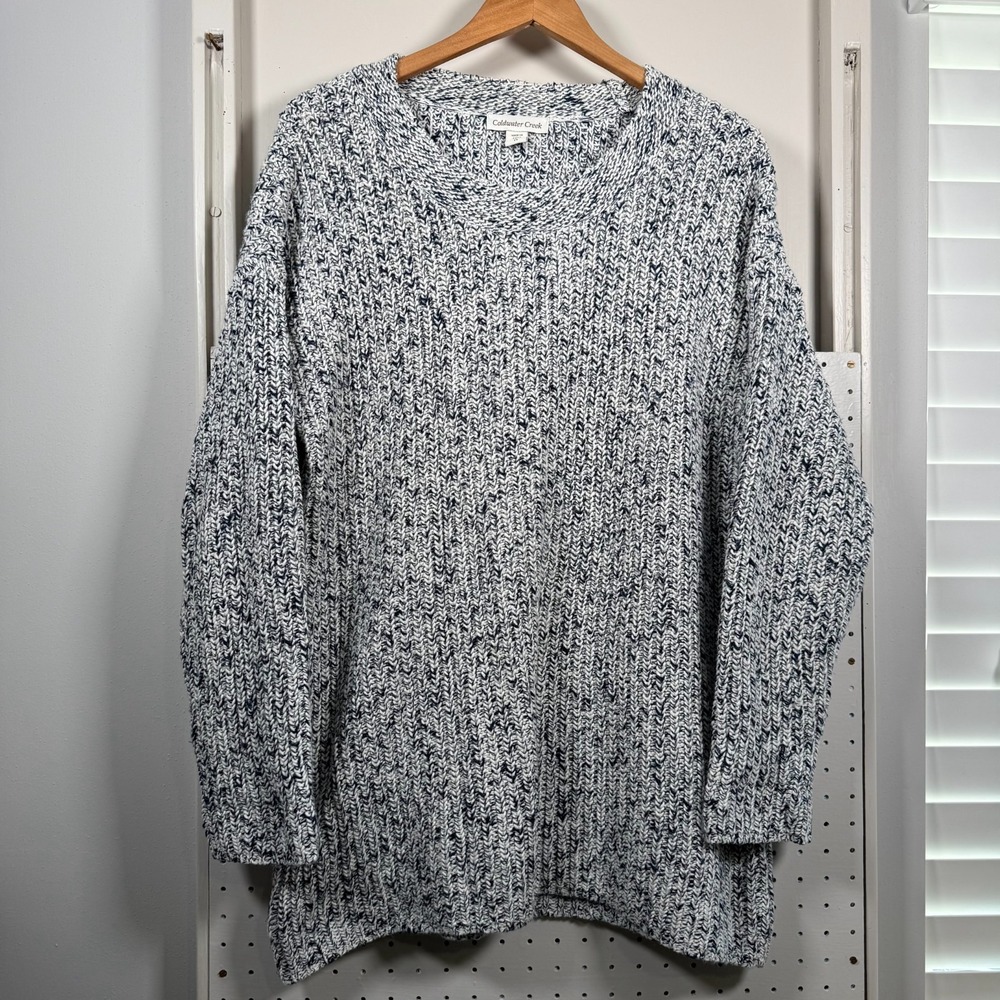 Coldwater Creek Sweater Womens Blue Wool Knit Oversized Pullover - Large (14)